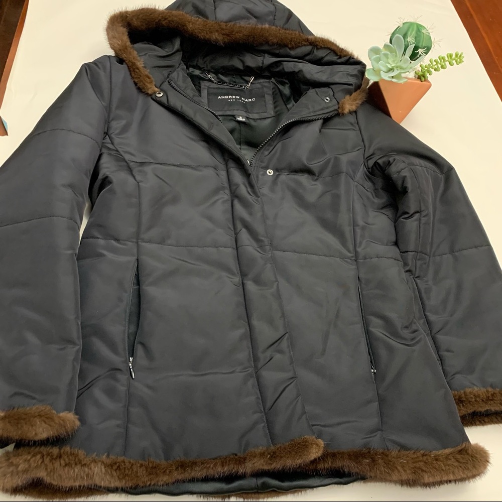 Andrew Marc, Mink Trim Winter Jacket w/ DuPont Thermolite Plus Soft Comfy S/M